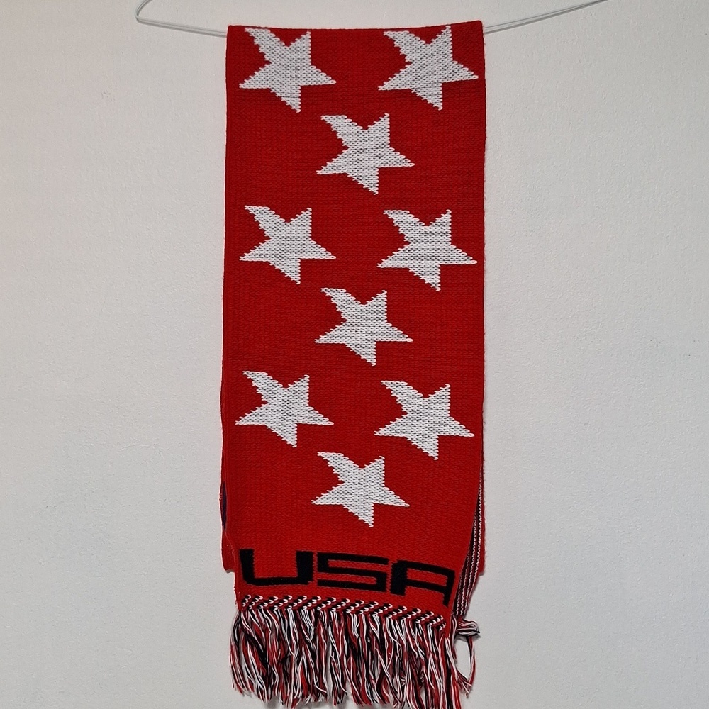 Knitmakers Red and White USA Star Scarf Americana